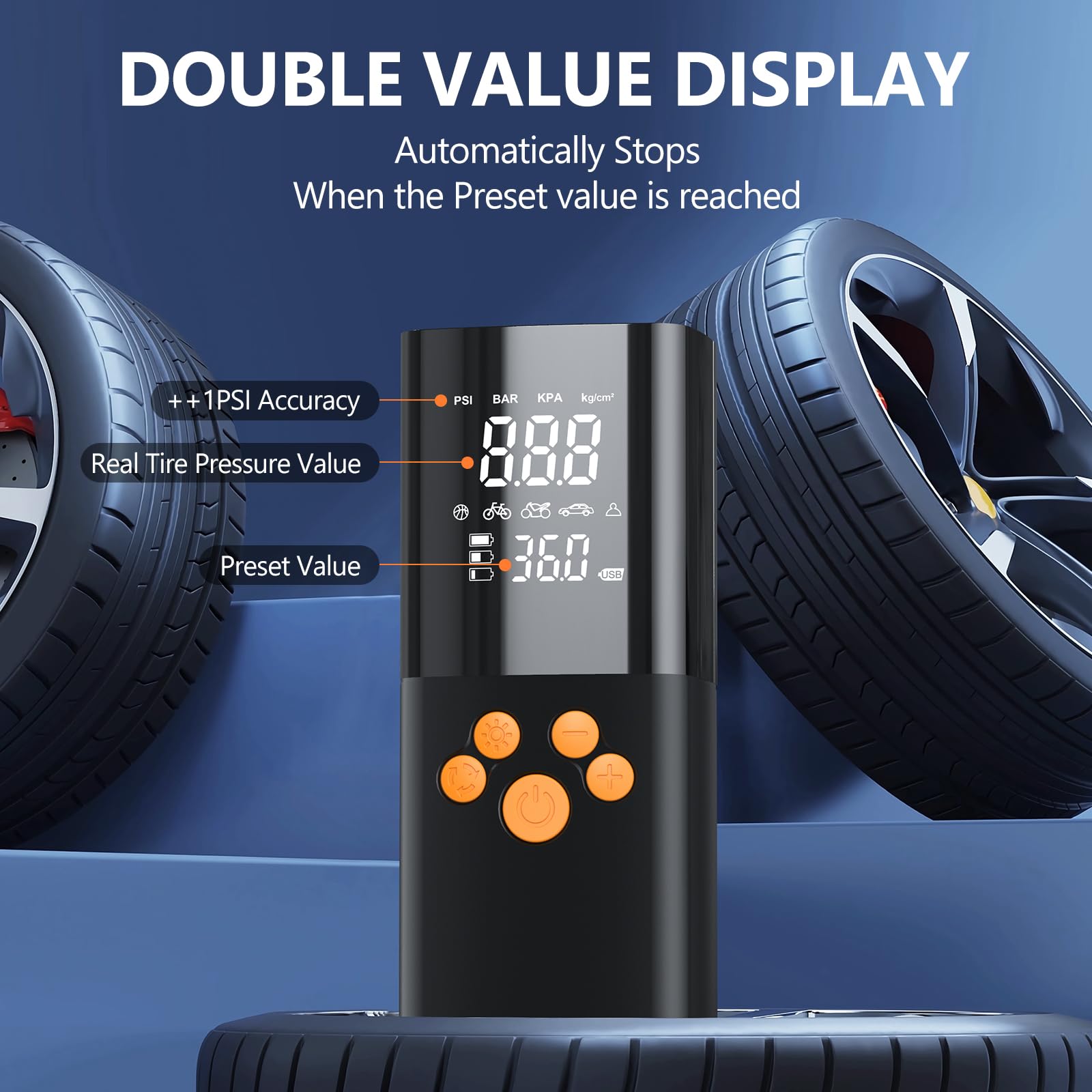 Amazon | タイヤインフレーター ポータブルエアコンプレッサー、180PSI